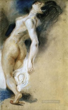 Eugene Delacroix Painting - Female Nude Killed from Behind Romantic Eugene Delacroix